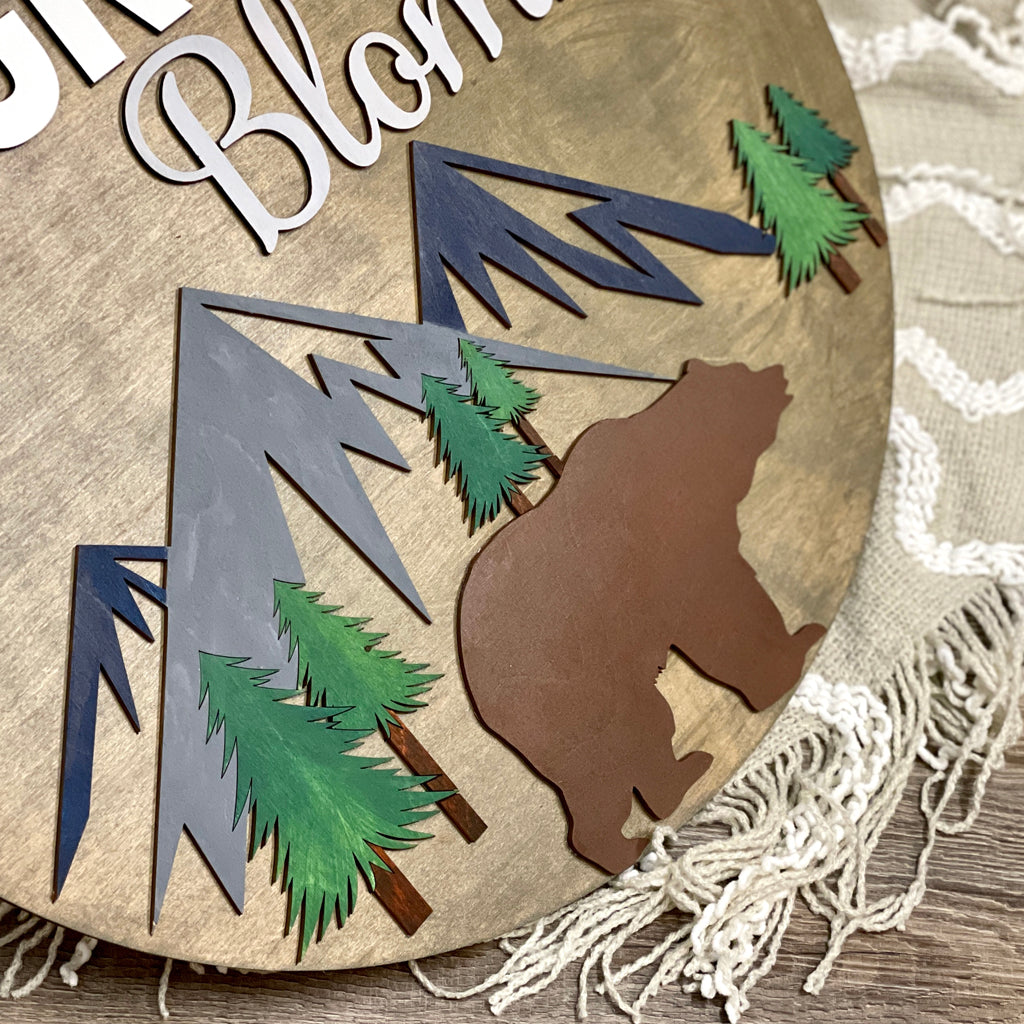 Woodland Theme Bear Mountain Nursery Name Sign