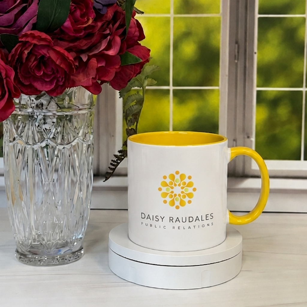 White Ceramic Mug with Coloured Handle & Interior - Custom Business Logo Mug