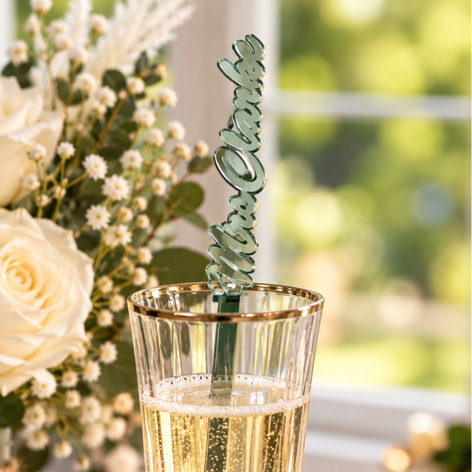 Personalized Name Drink Stirrers | Custom Mirror Acrylic Cocktail Stir Sticks