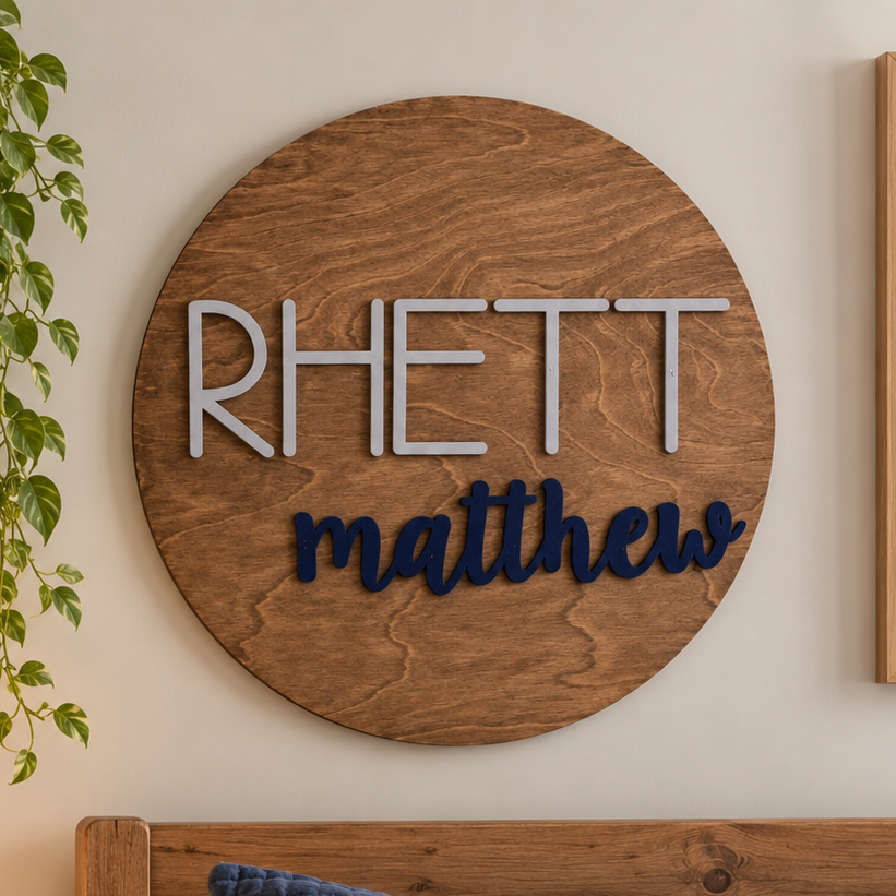 Personalized Wooden Name Sign | Custom 3D Nursery Wall Decor