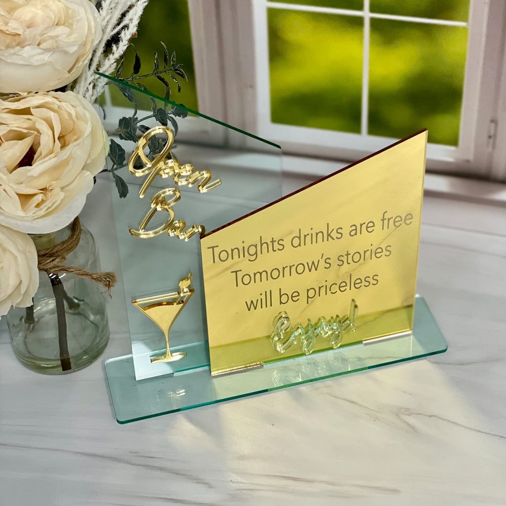 Free Drinks Acrylic Sign For Events