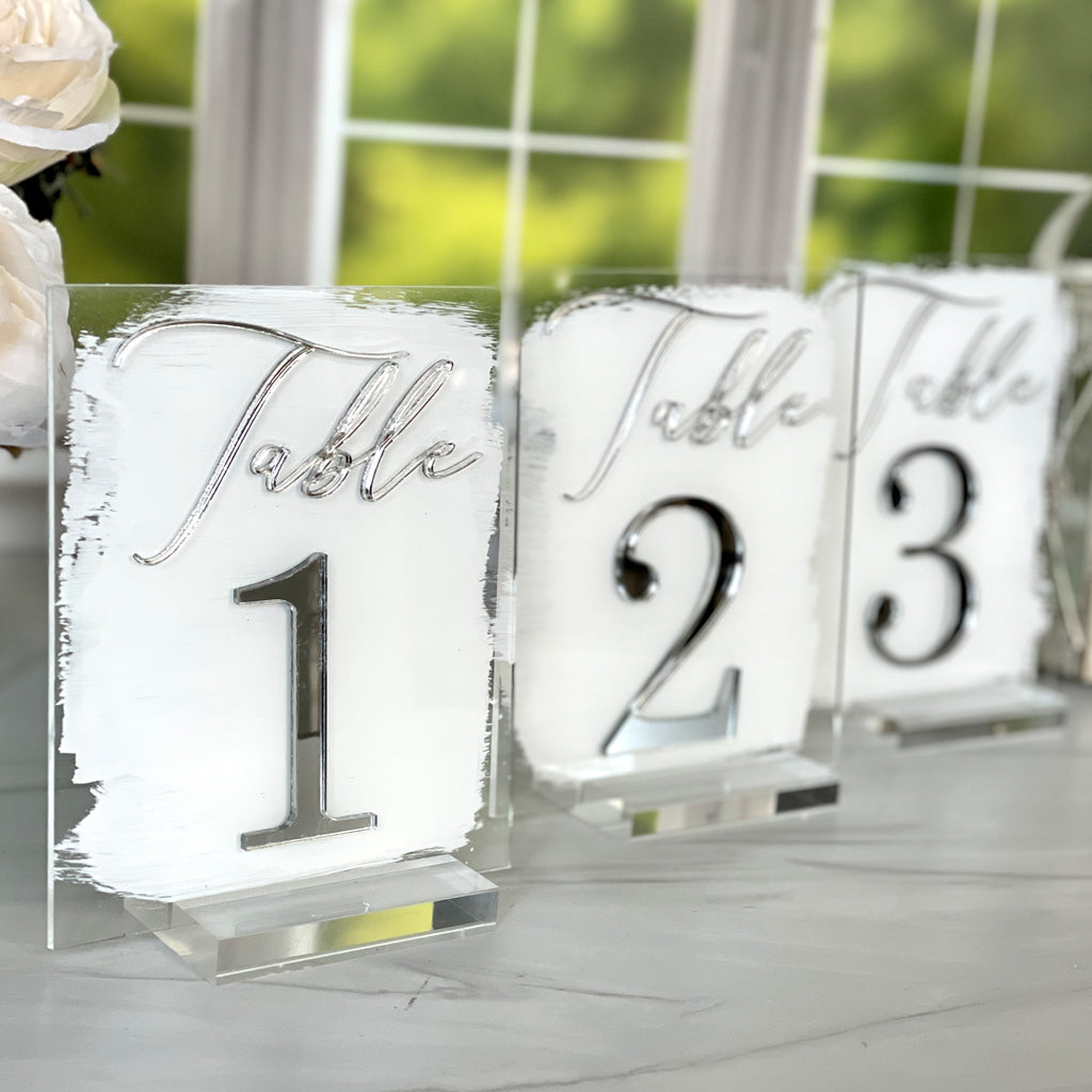 Painted Backer Rectangle Acrylic Table Numbers