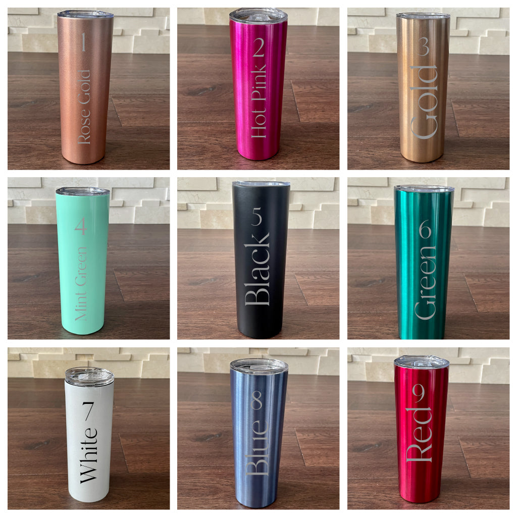 Personalized Skinny Tall Tumblers Laser Engraved