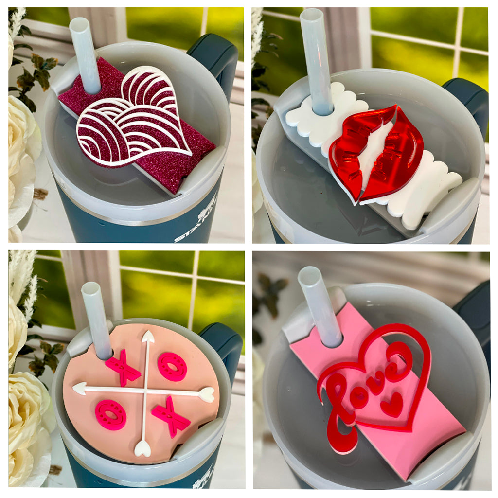 Valentines Day Water Tumbler Lid Toppers