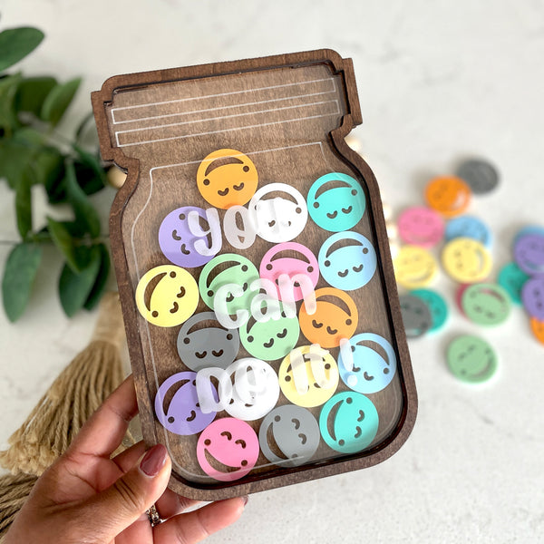 You Can Do It Reward Jar With Smiley Face Tokens - Timeless Notions