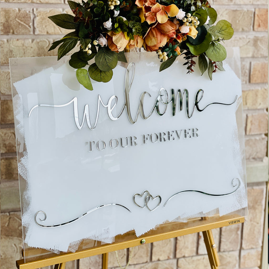 Wedding Welcome Acrylic Painted Sign