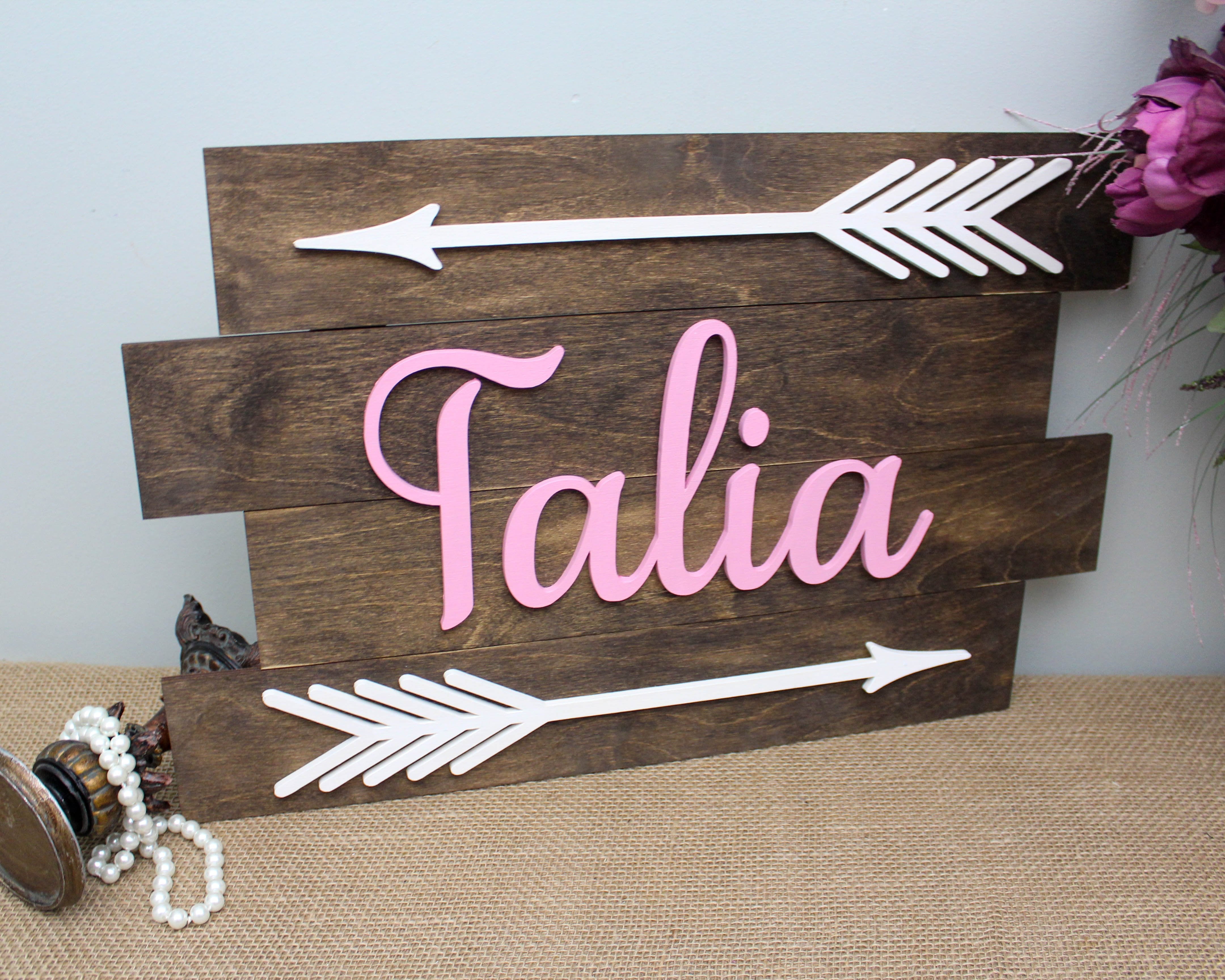 Wooden Pallet Nursery Name Sign with Arrows
