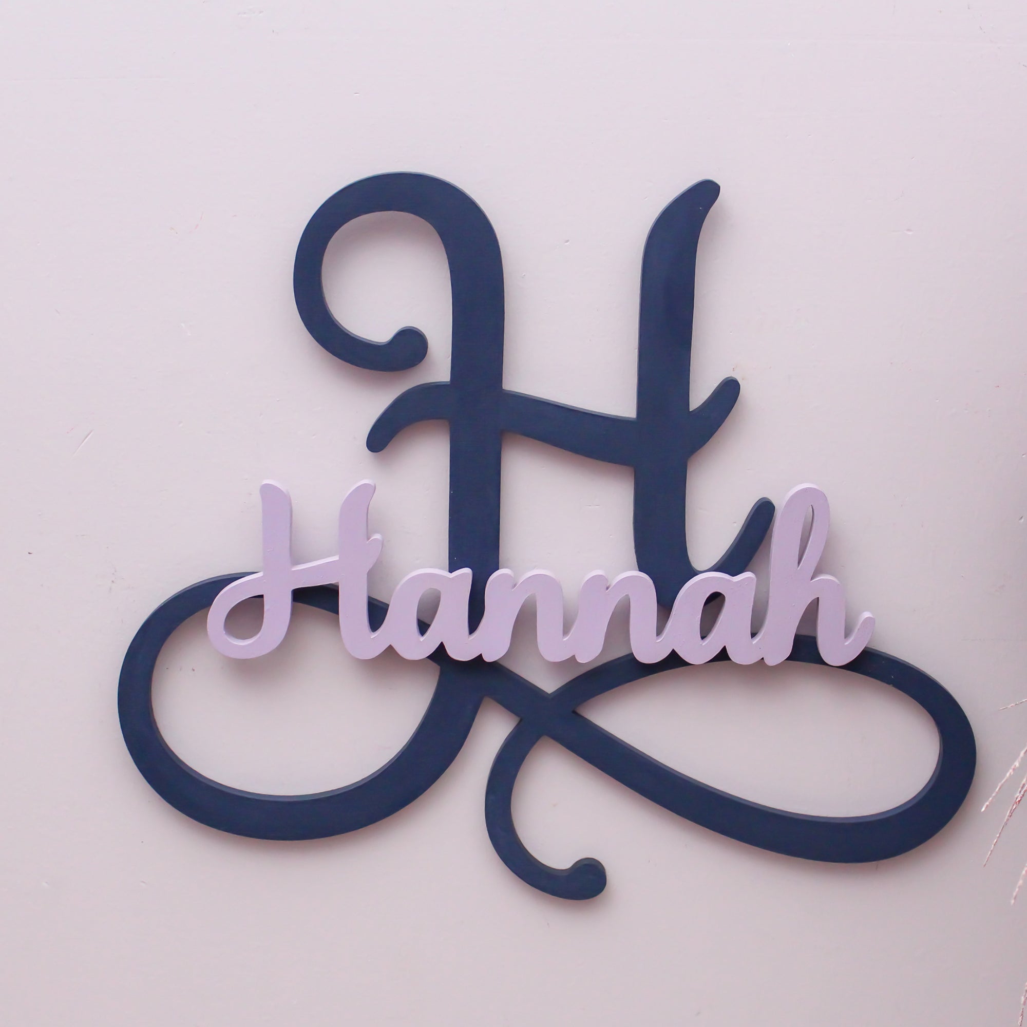 Fancy Wooden Initial Monogram and Name Sign