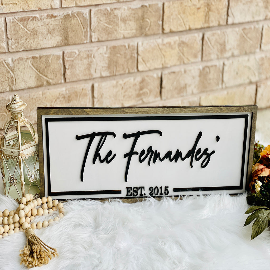 Family Last Name Sign for Personalized Wedding Gift