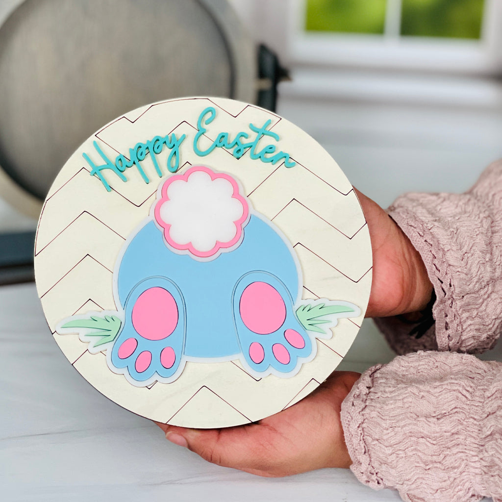 Happy Easter Sign With Wooden Frame