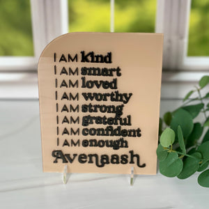 I am kind affirmation sign in acrylic for kids