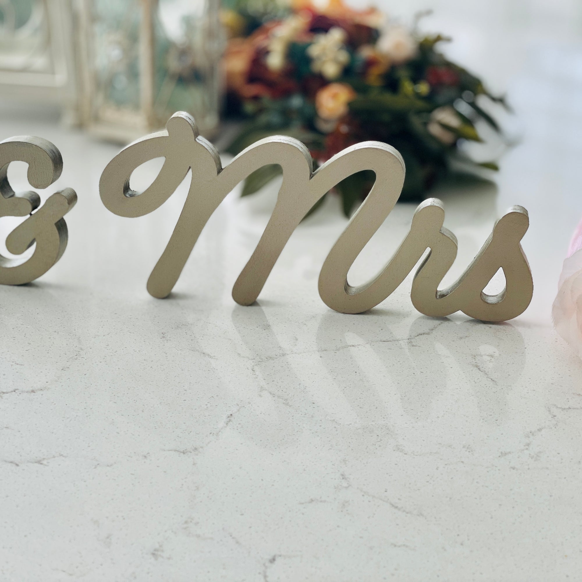 Mr & Mrs Wedding Sign for Reception Table Decor, Free Standing Letters