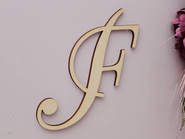 Stained wooden F sign