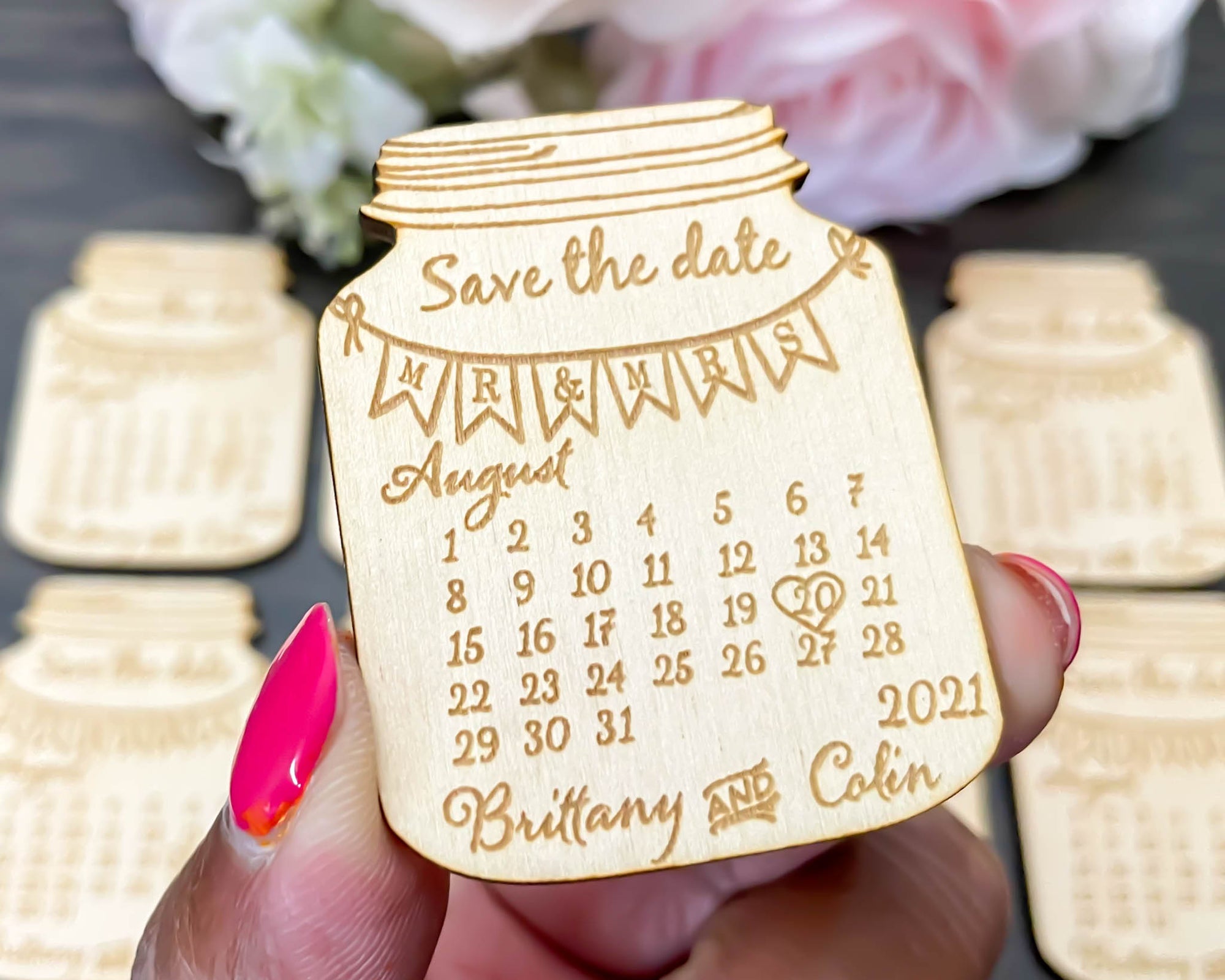 Mason Jar shaped calendar for save the date