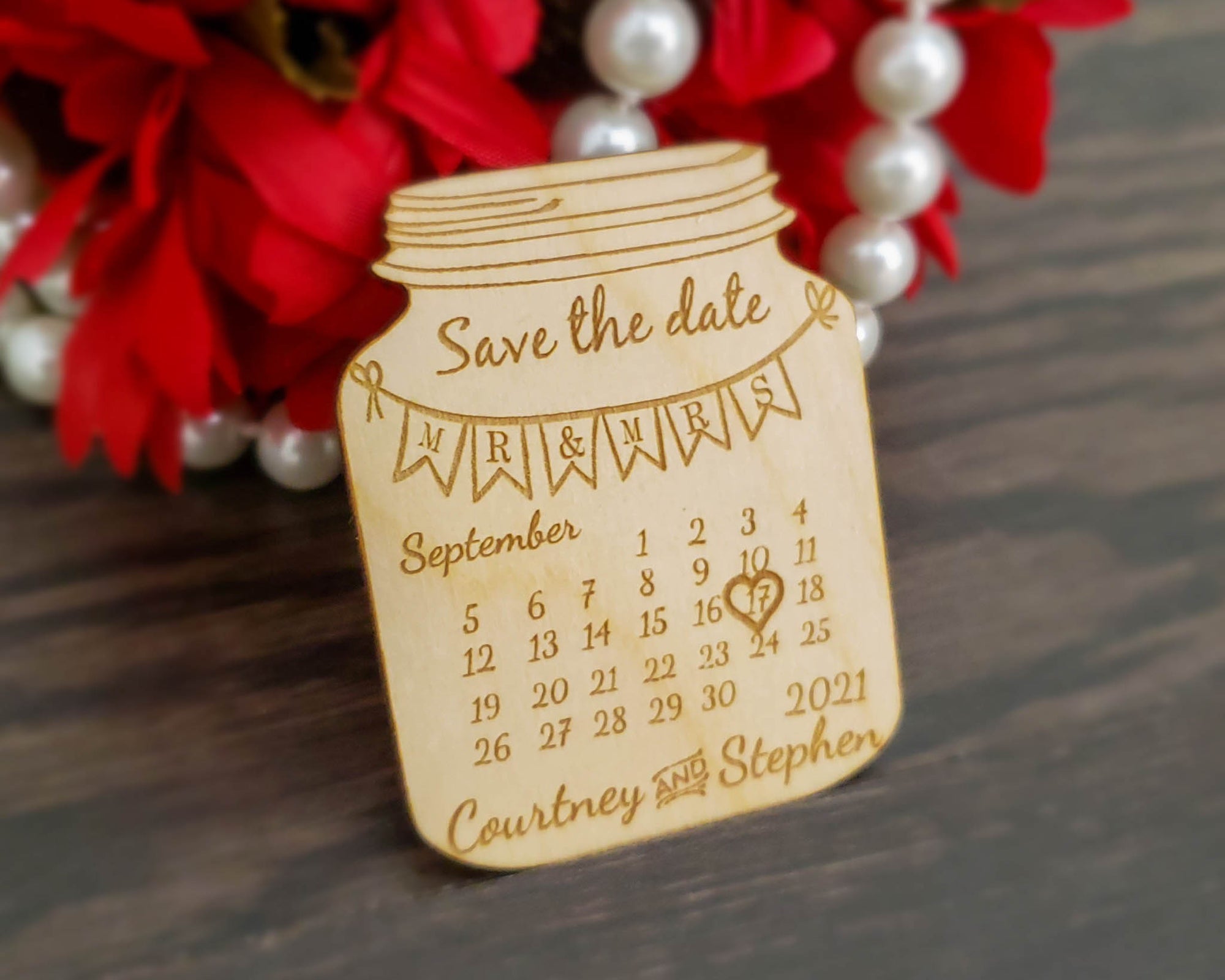 Mason Jar Wedding Save The Date Magnet