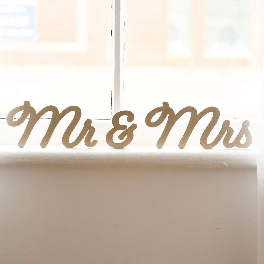 Mr & Mrs Wedding Sign for Reception Table Decor, Free Standing Letters