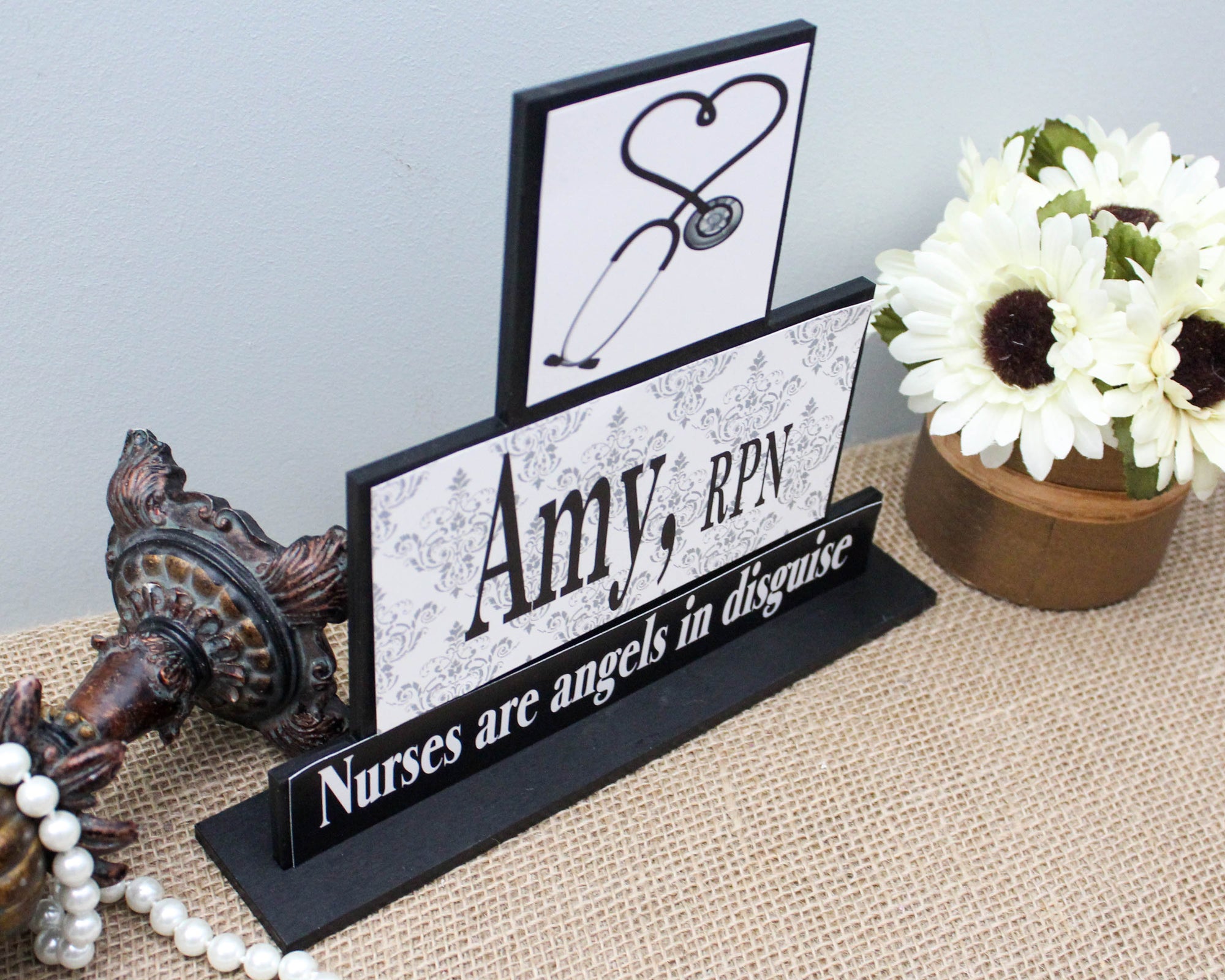 Nurse name wooden sign