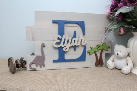 Baby Nursery Name Sign With Dinosaurs