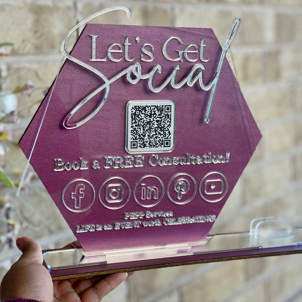 QR Code Sign With Social Media Icons