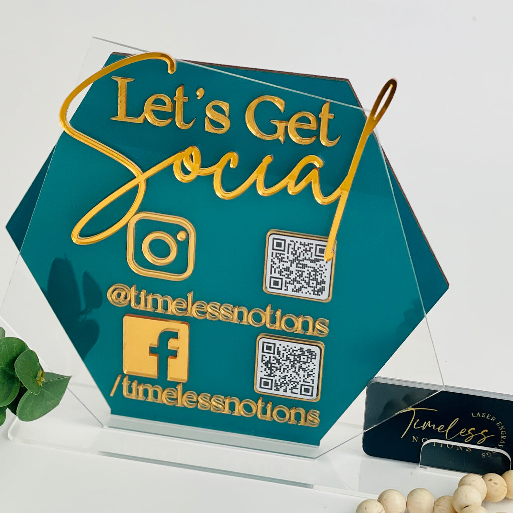 QR Code Sign With Social Media Icons