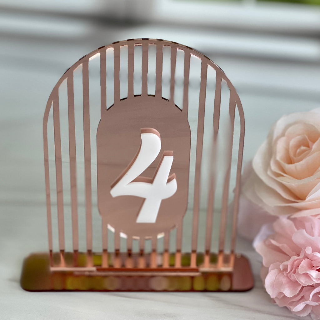 Midcentury Arch Table Numbers, Modern Party Event Decor