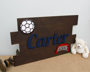 Soccer bedroom theme decor personalized with name