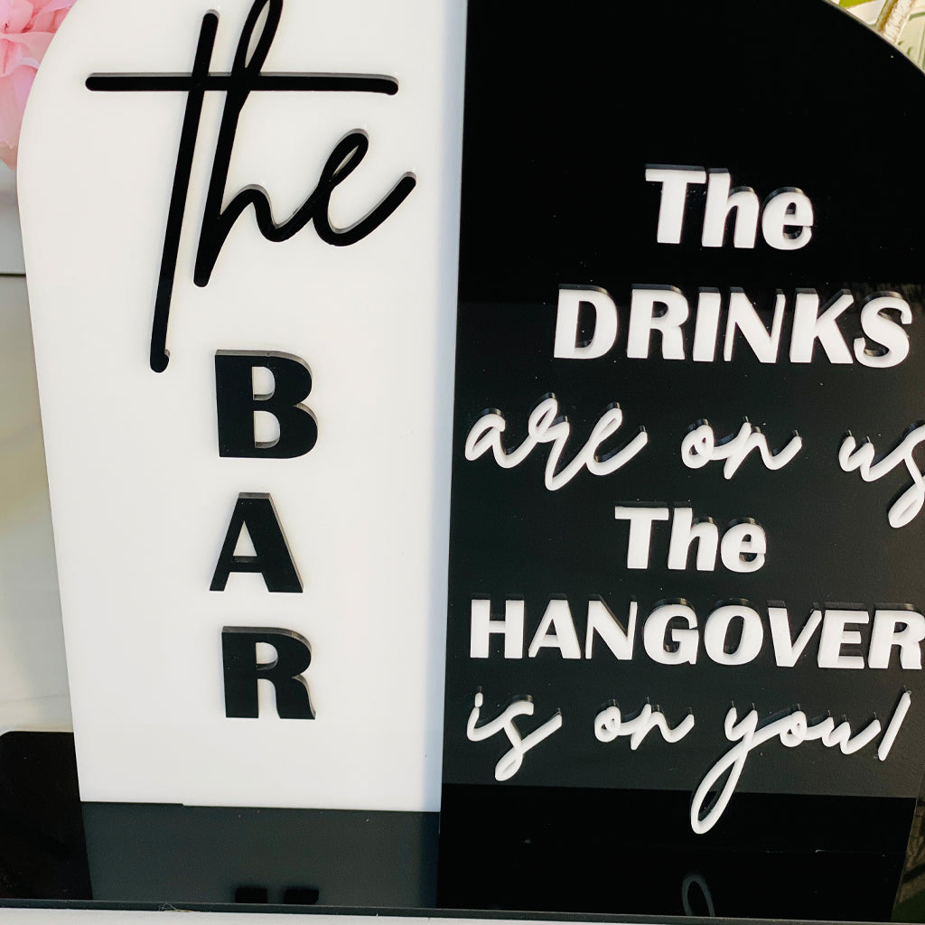 Open Bar Acrylic Sign For Events