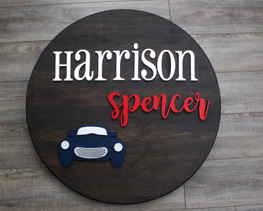Boys Room Decor with Vintage Car and Name
